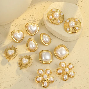 1 Pair IG Style Classic Style Commute Heart Shape Flower 304 Stainless Steel Ear Studs