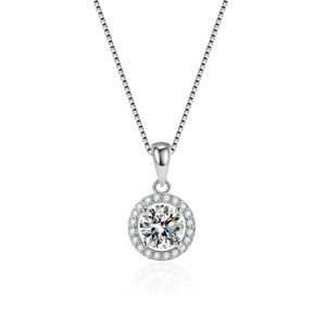 925 Sterling Silver Cable Chain Box Chain Diamond Geometric Pendant Necklace