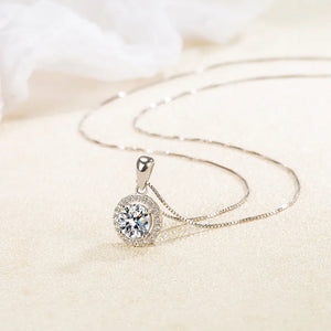 925 Sterling Silver Cable Chain Box Chain Diamond Geometric Pendant Necklace