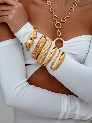 Retro Classic Style Solid Color Titanium Steel Plating Women's Cuff Bracelets Bangle