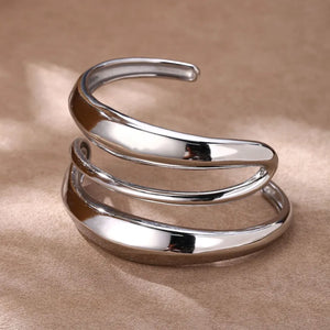 Retro Classic Style Solid Color Titanium Steel Plating Women's Cuff Bracelets Bangle
