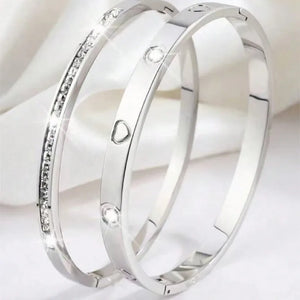 Simple Style Heart Shape 304 Stainless Steel Women's Bangle