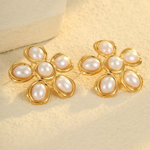 1 Pair IG Style Classic Style Commute Heart Shape Flower 304 Stainless Steel Ear Studs