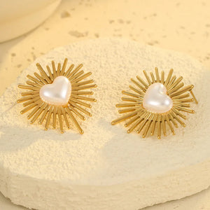 1 Pair IG Style Classic Style Commute Heart Shape Flower 304 Stainless Steel Ear Studs