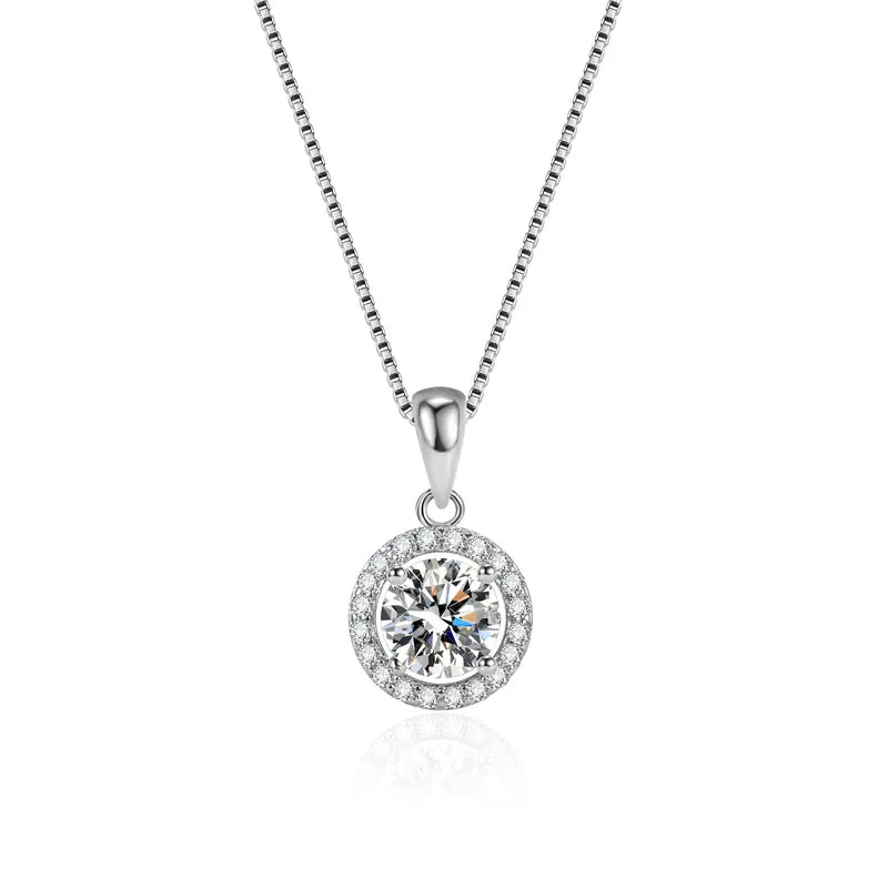925 Sterling Silver Cable Chain Box Chain Diamond Geometric Pendant Necklace