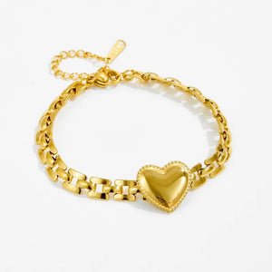 Simple Style Heart Shape 304 Stainless Steel 18K Gold Plated Artificial Rhinestones Bracelets In Bulk