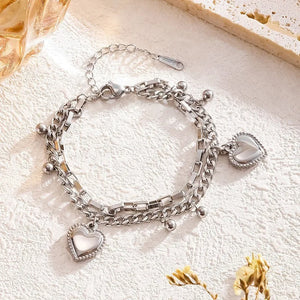 Simple Style Heart Shape 304 Stainless Steel 18K Gold Plated Artificial Rhinestones Bracelets In Bulk